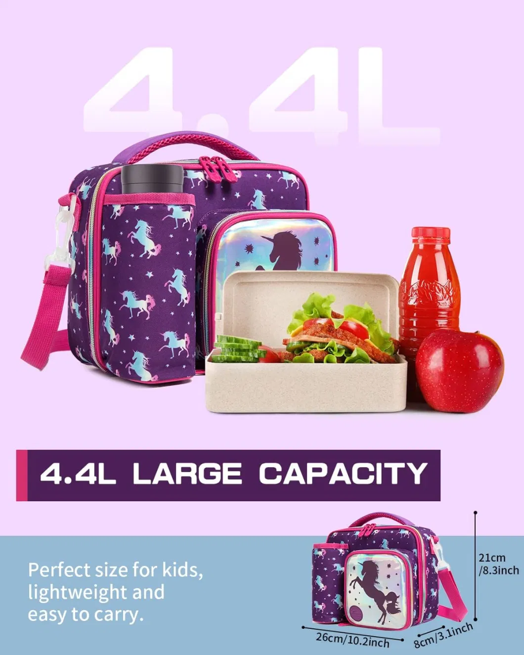 Kids Lunch Box Insulated Soft Bag Mini Cooler Back to School Thermal Meal Tote Kit for Girls, Boys