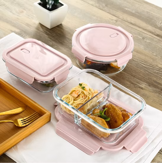 Almoço bento caixa de grau alimentício selado vidro congelado refrigerador refrigerador especial lancheira de vidro de aquecimento