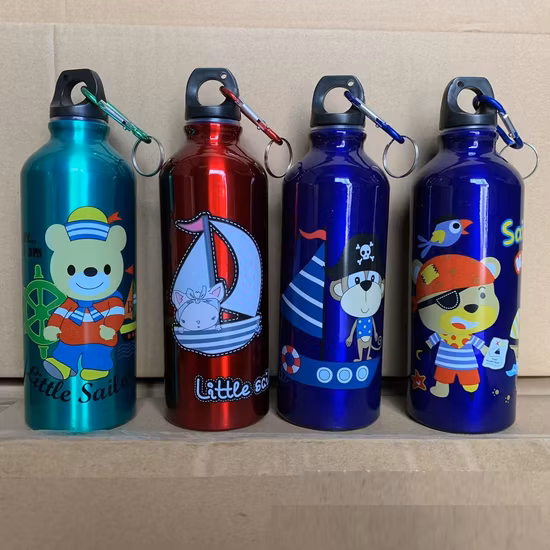 Chaleira de alumínio para esportes ao ar livre, academia, fitness, equipamento de ciclismo, bicicleta, montanha, acampamento, garrafa de água, logotipo personalizado, FDA CE com anel de elevação